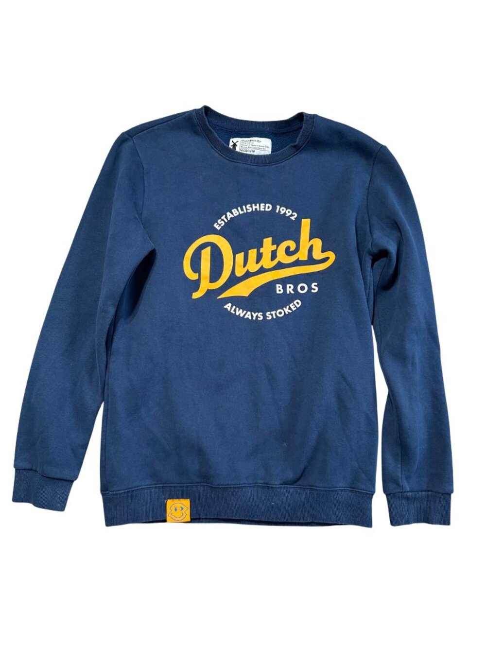 Dutch Bros Men's Sz Medium Always Stoked Navy Blue Crewneck Sweatshirt